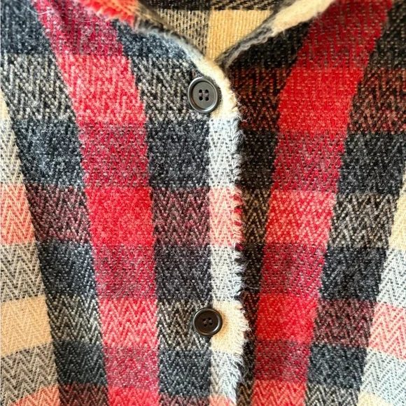 Woolrich | Red and Black Plaid Shawl with button closure | One Size - Picture 2 of 8
